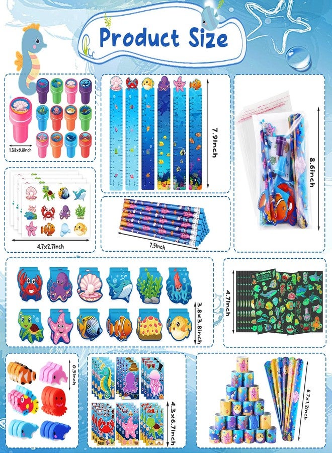 BenLouis 120Pcs Under the Sea Party Favors Ocean Animals Party Stampers Stickers School Stationery Bulk for Kids Sea Shark Birthday Mermaid Party Goodie Bag Stuffer Classroom Gifts Rewards Supplies - Image 2